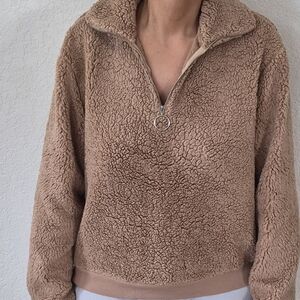 Top Shop Mock Neck Quarter Zip Up Fleece Pull Over